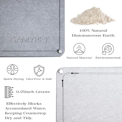 Large Dish Drying Stone Mat for Kitchen 24"x16" Light Gray