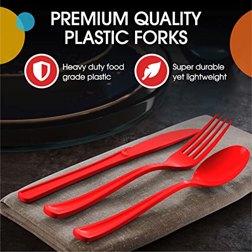 Party Solids Heavy Duty Red Plastic Disposable Cutlery (200 Count)