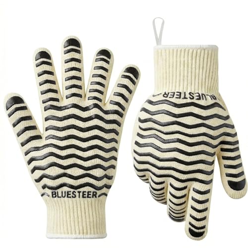 Oven Gloves 932°F Heat Resistant Oven Mitts with Fingers (9.6 Ounce)