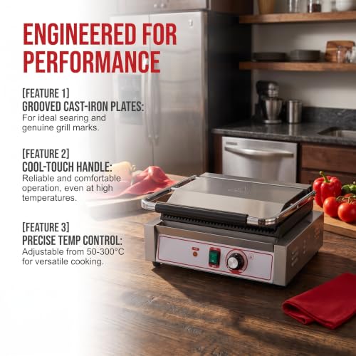Commercial Panini Grill Flat Press Sandwich Maker Industrial Panini Machine Single Grill Big