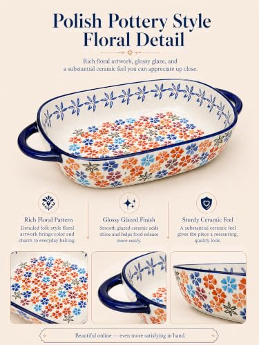 2 Piece Polish Pottery Style Ceramic Baking Dish Set (2 Count)