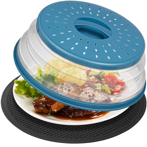 2 in 1 WENWELL Microwave Splatter Cover for Food & Mat (2 Count)