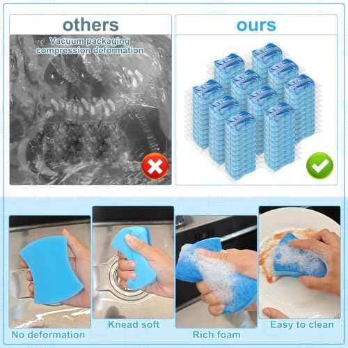 100 Pcs Individually Wrapped Sponges Uncompressed Blue (100 Count)