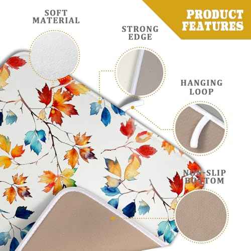 Autumn Leaf Dish Drying Mat Fall Colorful Leaves Absorbent Dish Drain Mats for Kitchen Counter