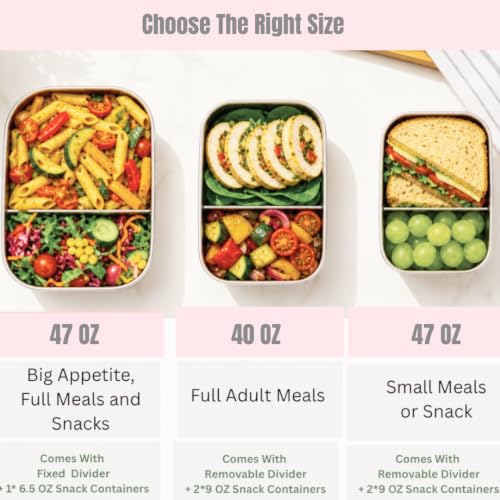 Flexibento 47 OZ Leak proof Stainless Steel Lunch Box Containers with Silicone Lids