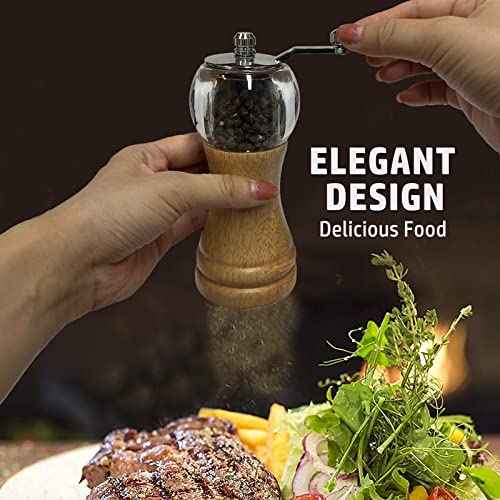 Salt and Pepper Grinder Set Wooden Manual Salt Pepper Mill Set 2pcs 6inch