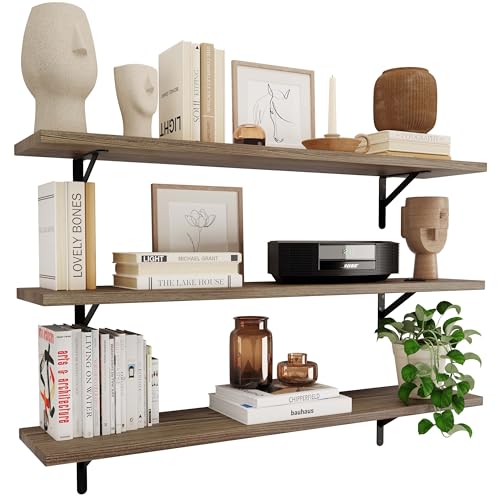 Forme 48 inch Long x 10 in Deep Rustic Floating Shelves for Wall Storage (3 Count)