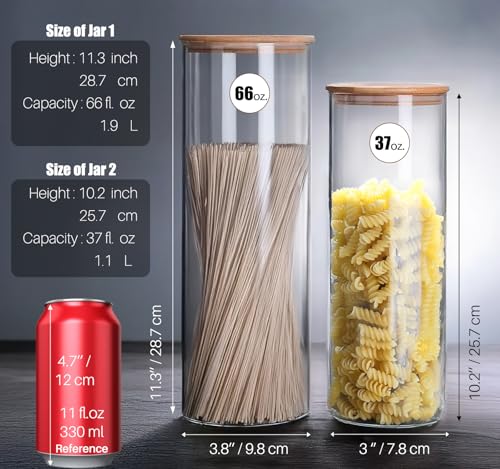 66 oz Glass Food Storage Jars with Airtight Lids