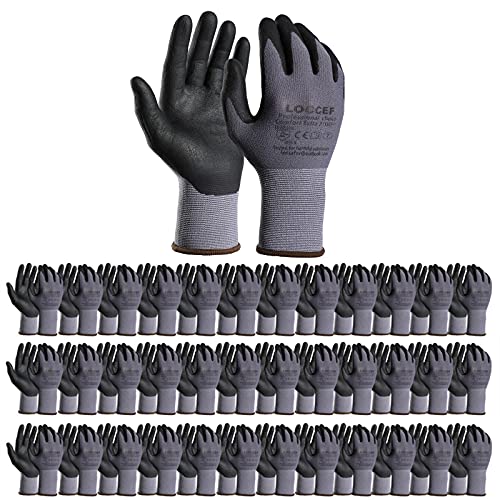 Safety Work Gloves MicroFoam Nitrile Coated (36 Count)