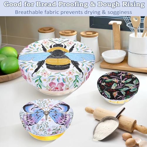 5Pcs Reusable Beeswax Elastic Bowl Covers for Bread Proofing and Food Cover (5 Count)