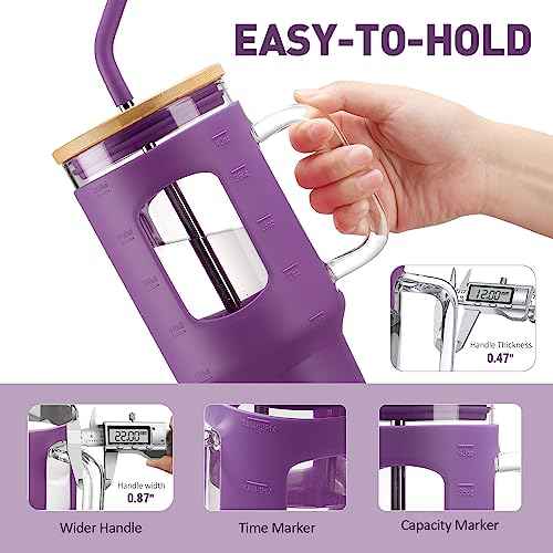 Glass Tumbler with Straw and Lid