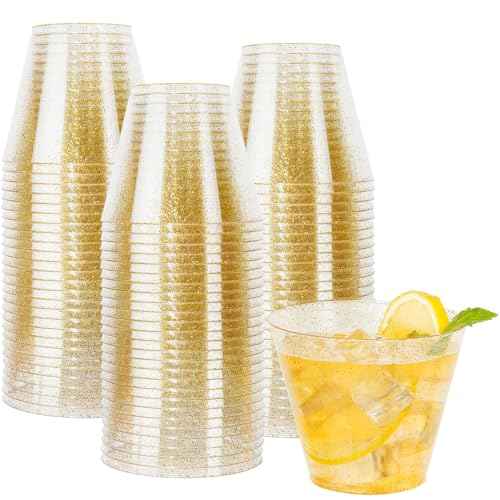 100 Pcs Gold Plastic Cups (100 Count)