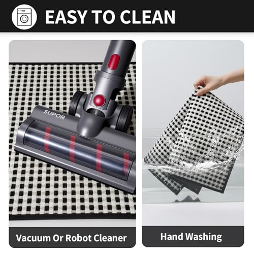 Kitchen Runner Rugs Non Slip Washable Long Kitchen Mats Black 17"x59" (7 Sq Ft)