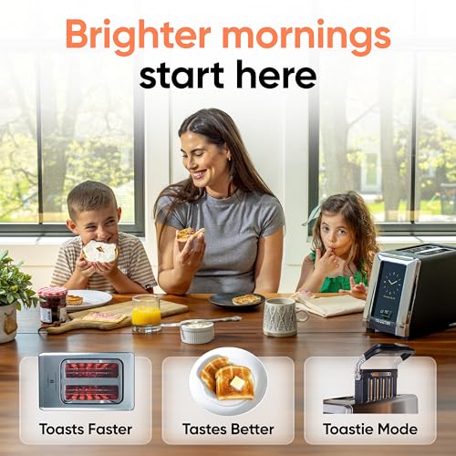 Bundle) R180 Connect Touchscreen Smart Toaster + Toastie Press – Choose from 6 Bread Types, 7 Browning Levels, & Toastie Press Mode (Stainless Steel, 2-Slice)