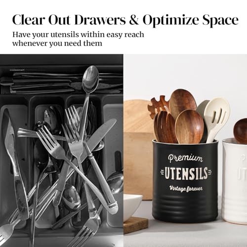 7.2" Large Ceramic Utensil Holder for Kitchen Counter