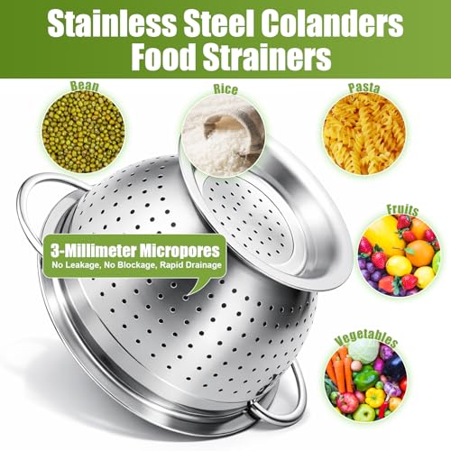 Stainless Steel Colander Set with Handles & Self