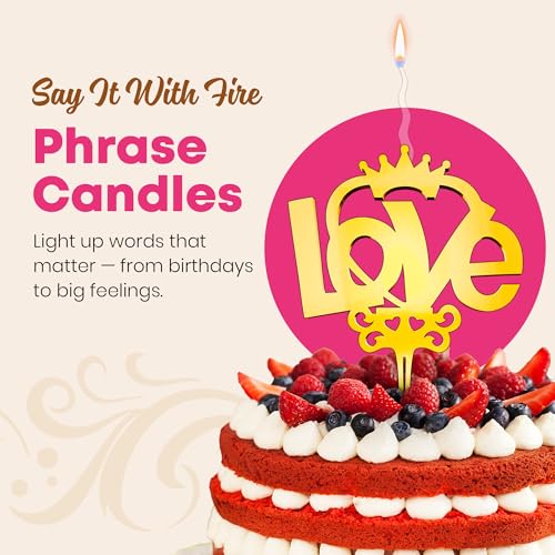 Love Reusable Gold Romantic Cake Candle