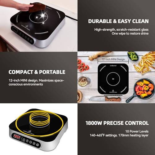 Portable Induction Cooktop 1800W 10 Power Levels&Probe
