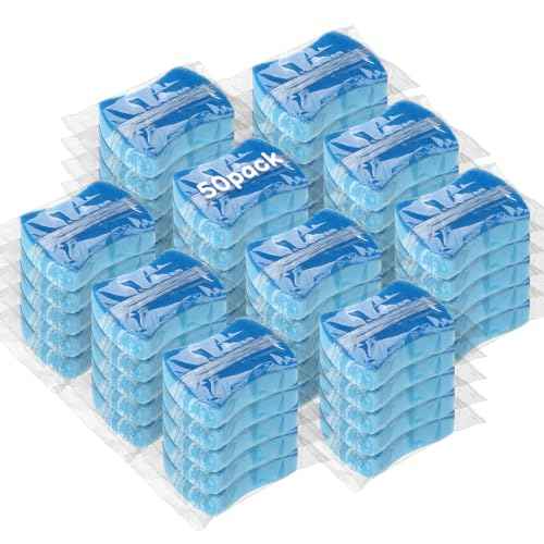 50 Pcs Individually Wrapped Sponges Uncompressed Blue (100 Count)