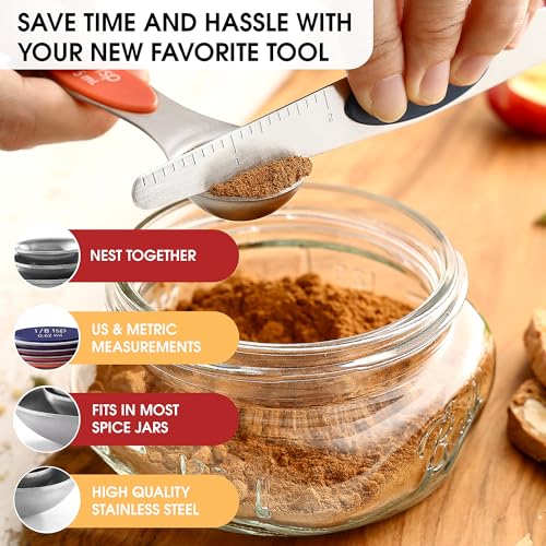 Stainless Steel 8 Magnetic Measuring Spoons