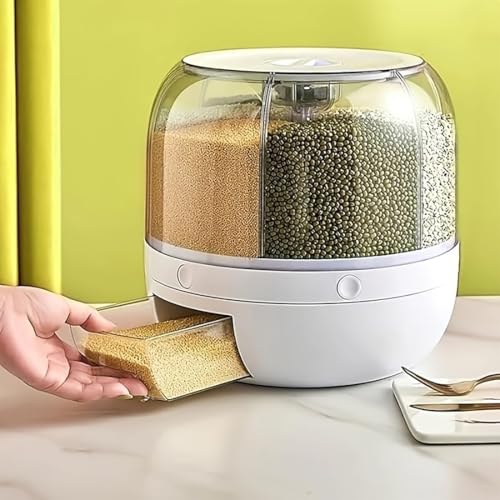 Rotating Grain Storage Bin 6 Grids Rice Container One