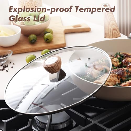 8inch Ceramic Nonstick Frying Pan Paella Pan with Lid