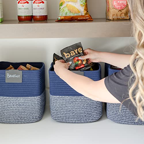 13 Inch Cube Storage Bins Cotton Rope Woven Baskets for Organizing 3 (3 Count)