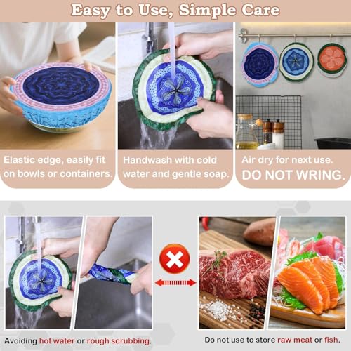 5Pcs Reusable Beeswax Elastic Bowl Covers for Bread Proofing and Food Cover (5 Count)