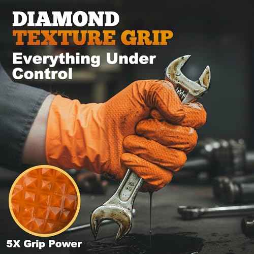 Heavy Duty Industrial Orange Nitrile Gloves (50 Count)