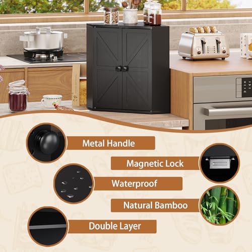 Corner Bread Box for Kitchen Counter Double Layer Bamboo Bread Storage Container Large Capacity Bread Storage Bin Farmhouse Breadbox Organizer