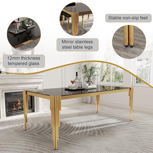 78'' Modern Glass Dining Table for 6