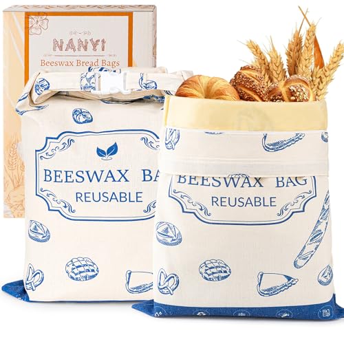 2 Pack Reusable Beeswax Bread Bags for Sourdough & Homemade Bread (2 Count)