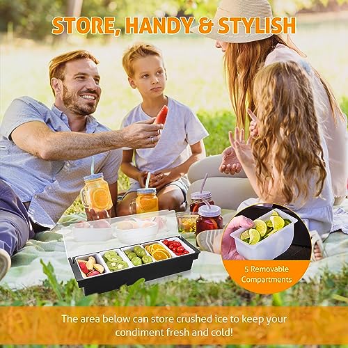 Ice Chilled Condiment Caddy with 5 Removable Trays and Lid (88.1849 Ounce)