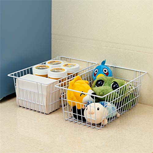 Large Freezer Baskets Metal Storage Organizer Bin Basket Wire Storage Basket for Kitchen Pantry Bathroom Set of 3 Large Metal Farmhouse Food Fruit Produce Organizer Bins (3 Count)