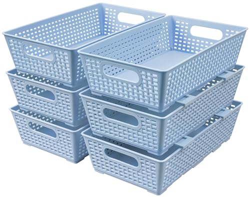 Stackable Woven Plastic Basket (6 Count)