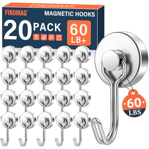 20 Pack Silver Metal Magnetic Hooks (20 Count)