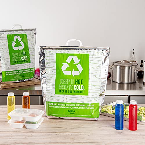 Green And Silver Plastic Thermal Bag (10 Count)