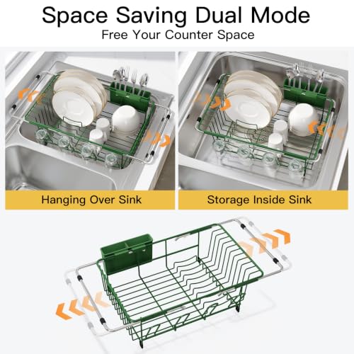 Green Dish Drying Rack in Sink