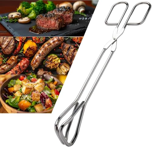11" Heavy Duty Stainless Steel Kitchen Scissor Tongs with Comfortable Ergonomic Grip (2 Count)