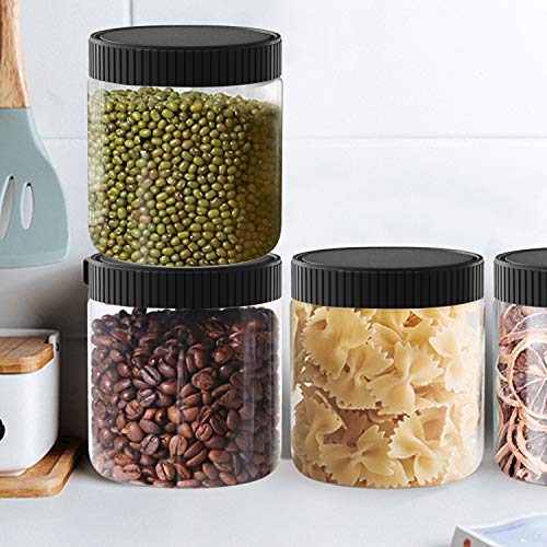 6 Pack 8 Oz Plastic Jars with Black Lids (6 Count)