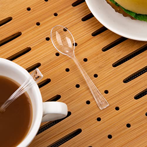 300 Pieces Clear Plastic Mini Spoons for Desserts 4 Inches Clear Plastic Spoons Heavy Duty Perfect for Cake (300 Count)