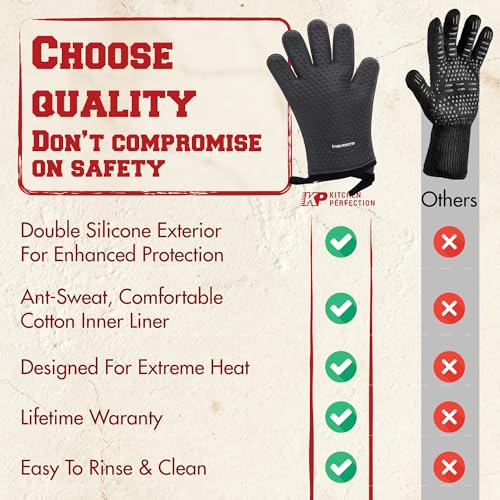 XL Silicone Pizza Oven Gloves Heat Resistant Oven Mitts
