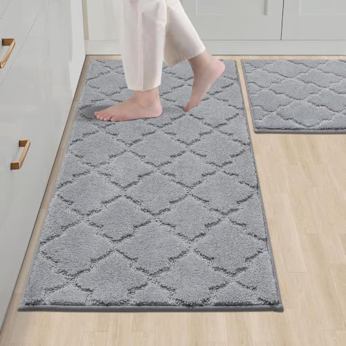 Soft Kitchen Rugs Set of 2 Non Slip 20"x30"+20"x48" (2 Count)