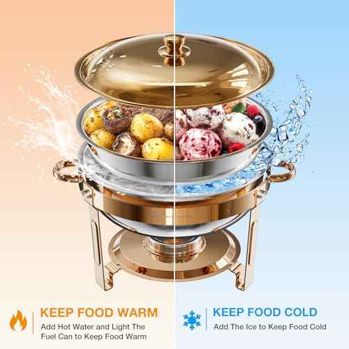Round Chafing Dishes for Buffet 2 Pack (2 Count)