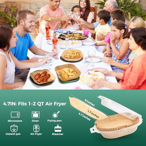 100Pcs Small 4.7 Inch Square Air Fryer Liners Disposable for 1