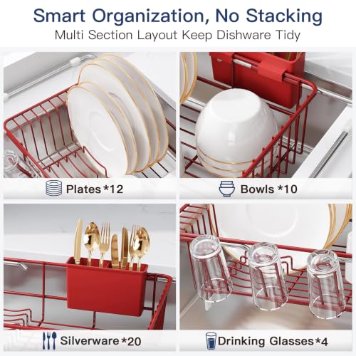 Red Dish Drying Rack in Sink