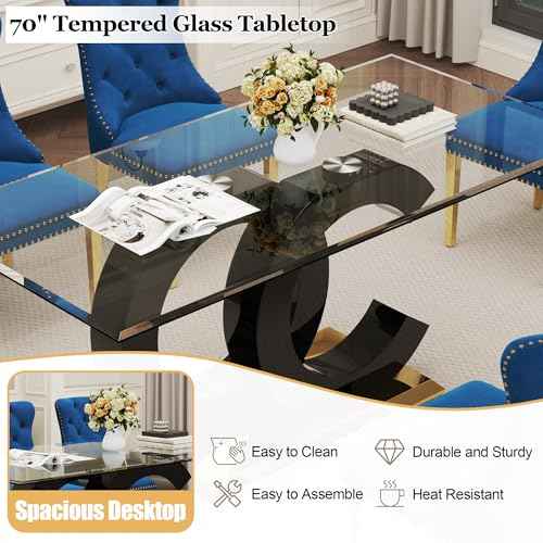 7 Piece Glass Dining Table Set for 6