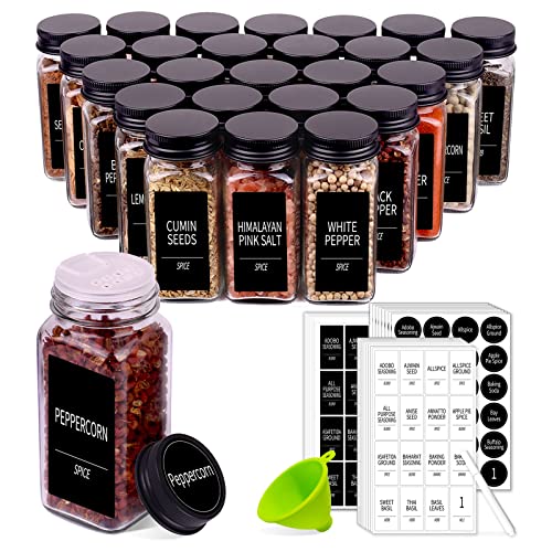 25 Pack Glass Spice Jars with Labels
