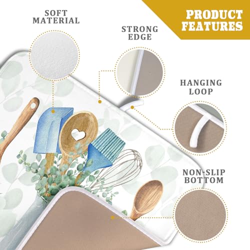 Sage Green Dish Drying Mat for Kitchen Counter