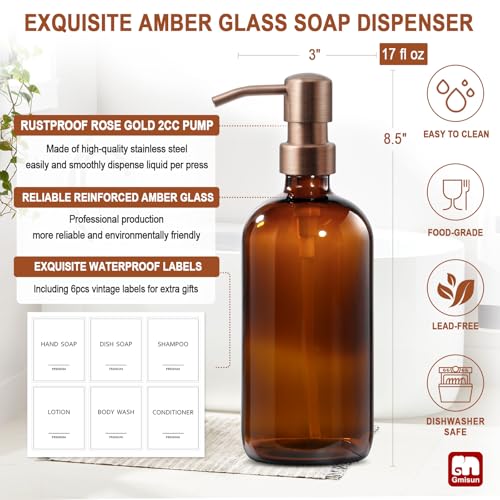 Amber Glass Soap Dispenser (2 Count)